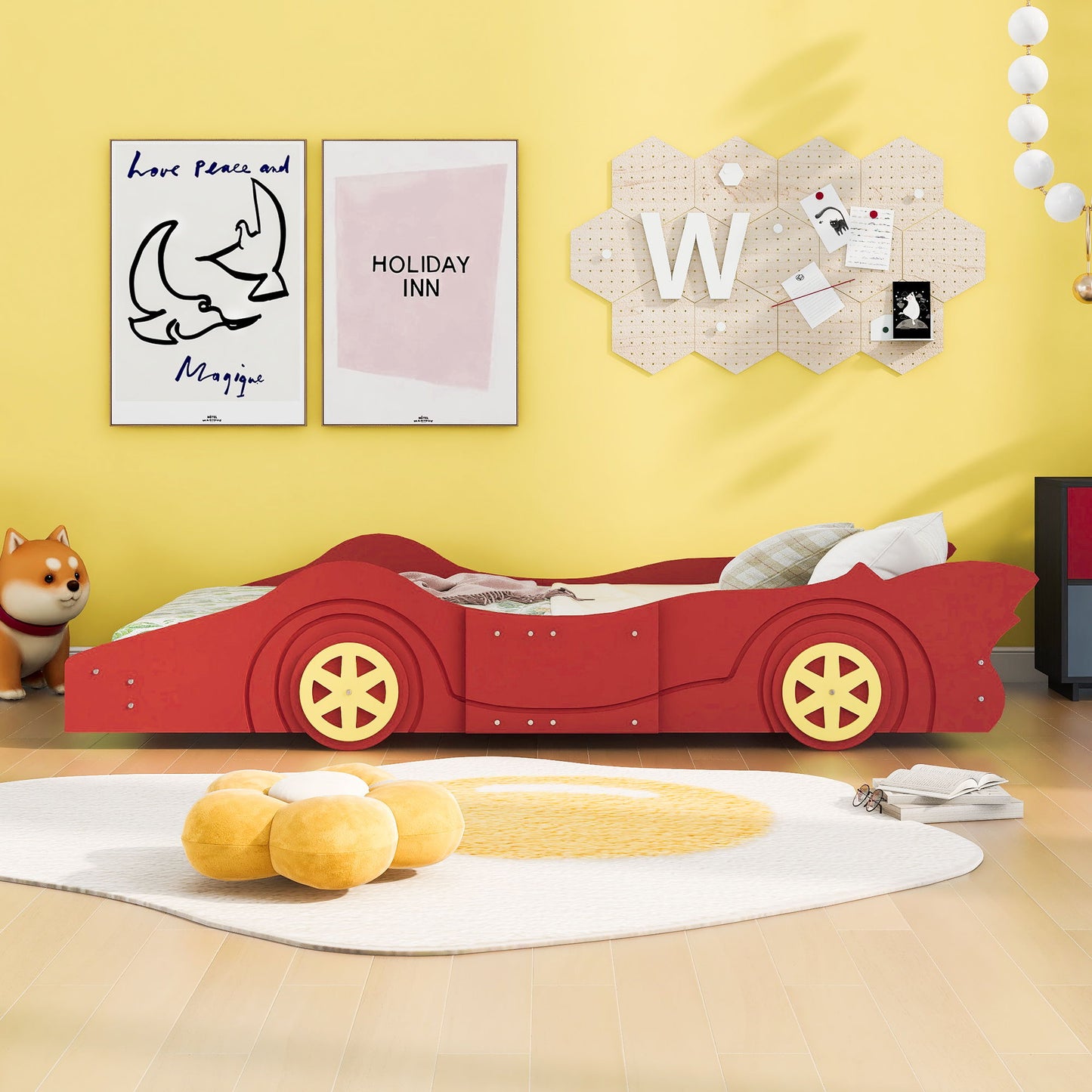 Race Car Shaped Platform Bed & Wheels