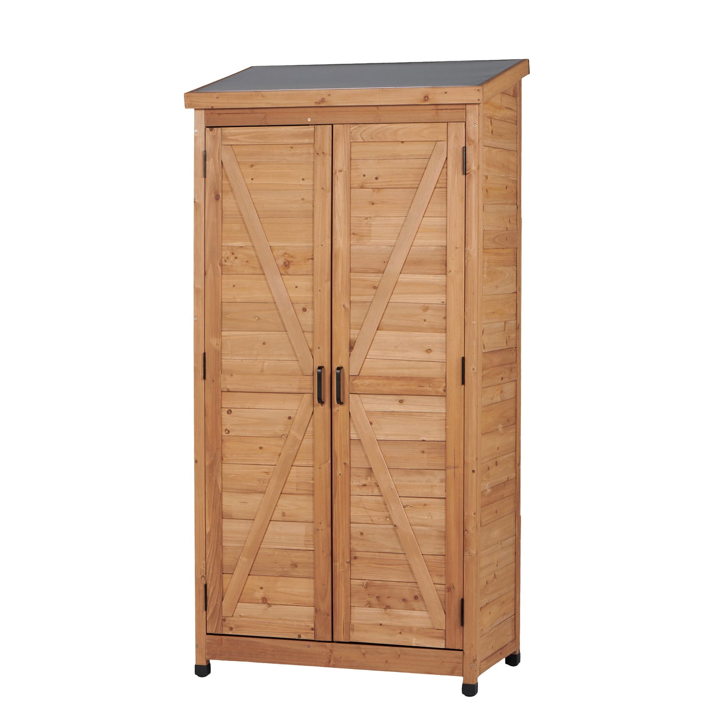 Outdoor Storage Shed With Top Tall Vertical Tool Cabinet - Gold