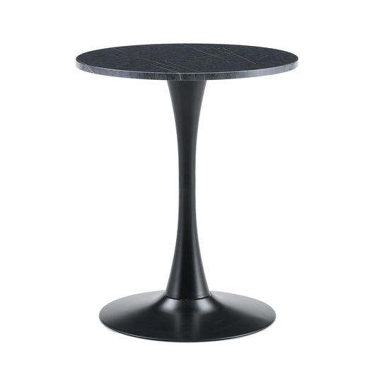 Round Dining Table With Faux Marble Top And Metal Pedestal +, 23.6" Diameter For Kitchen, Living Room, Small Spaces