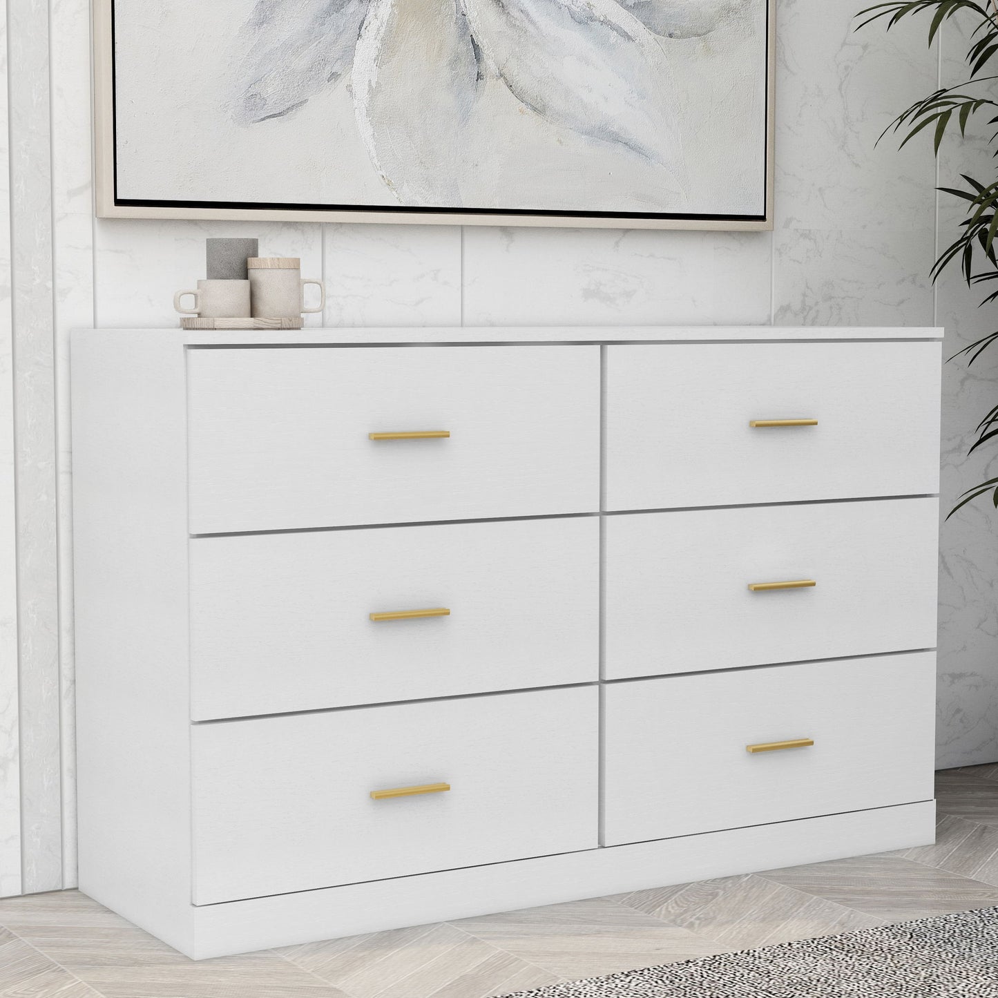 Modern Drawer Dresser For Bedroom, Ample Storage Wide Chest Of Drawers