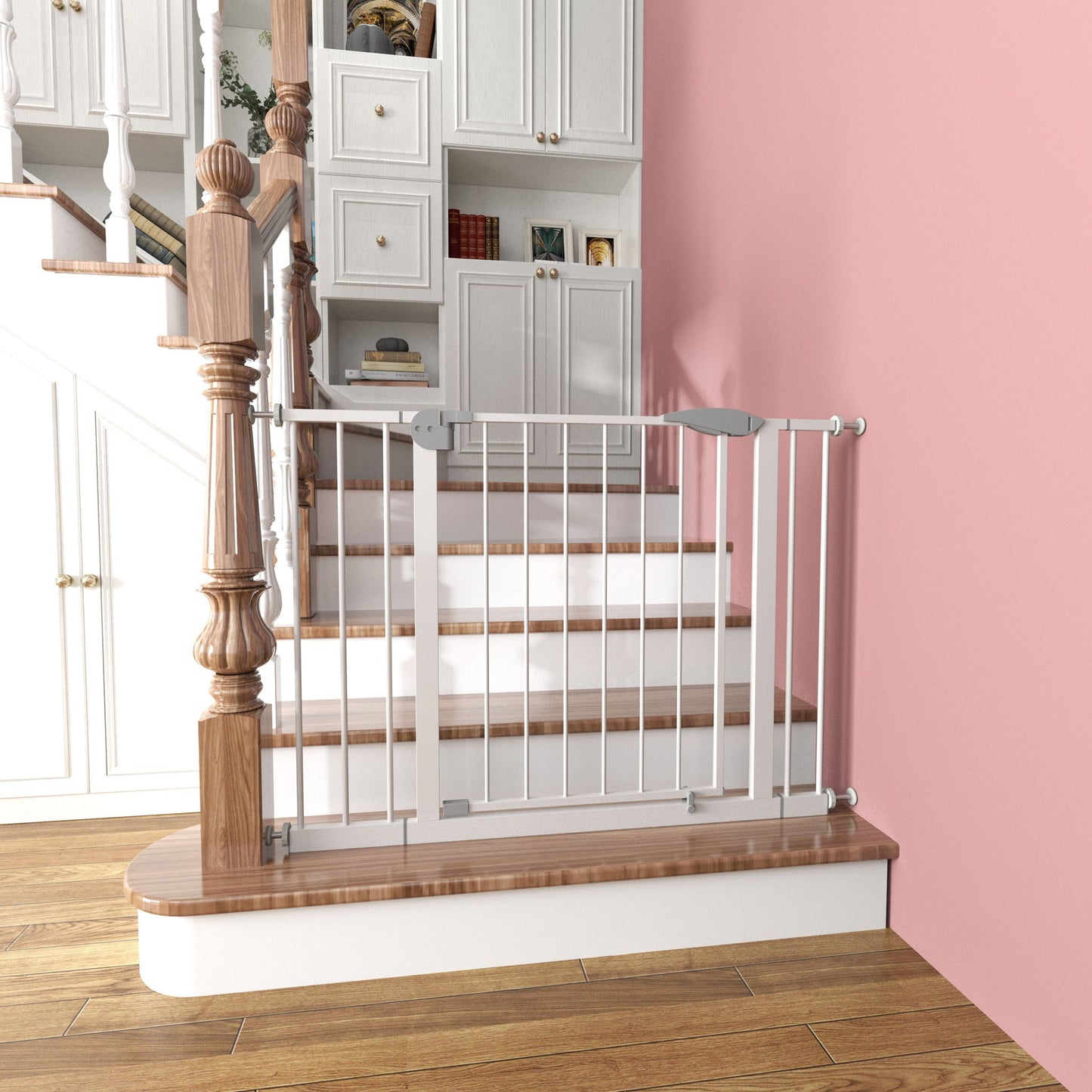 Pressure Mounted Baby Gate For Stairs - White