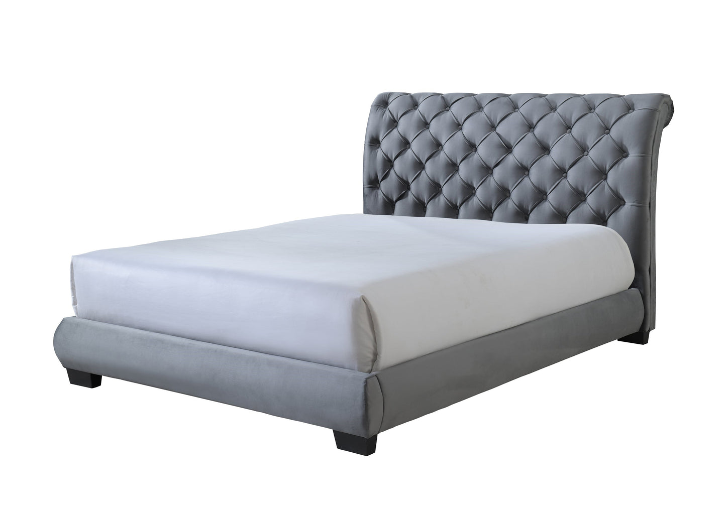 Contemporary Upholstered Queen Sleigh Bed with Platform Footboard