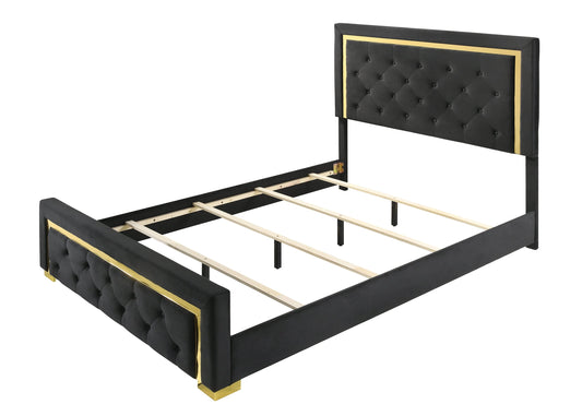 Contemporary Glam Queen Upholstered Panel Bed