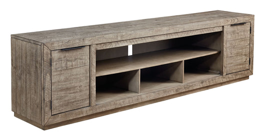 Krystanza - XL TV Stand w/Fireplace Option - Weathered Gray