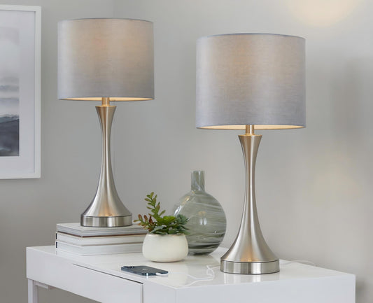 Lenuxe - Contemporary Table Lamp Built In USB Port (Set of 2)