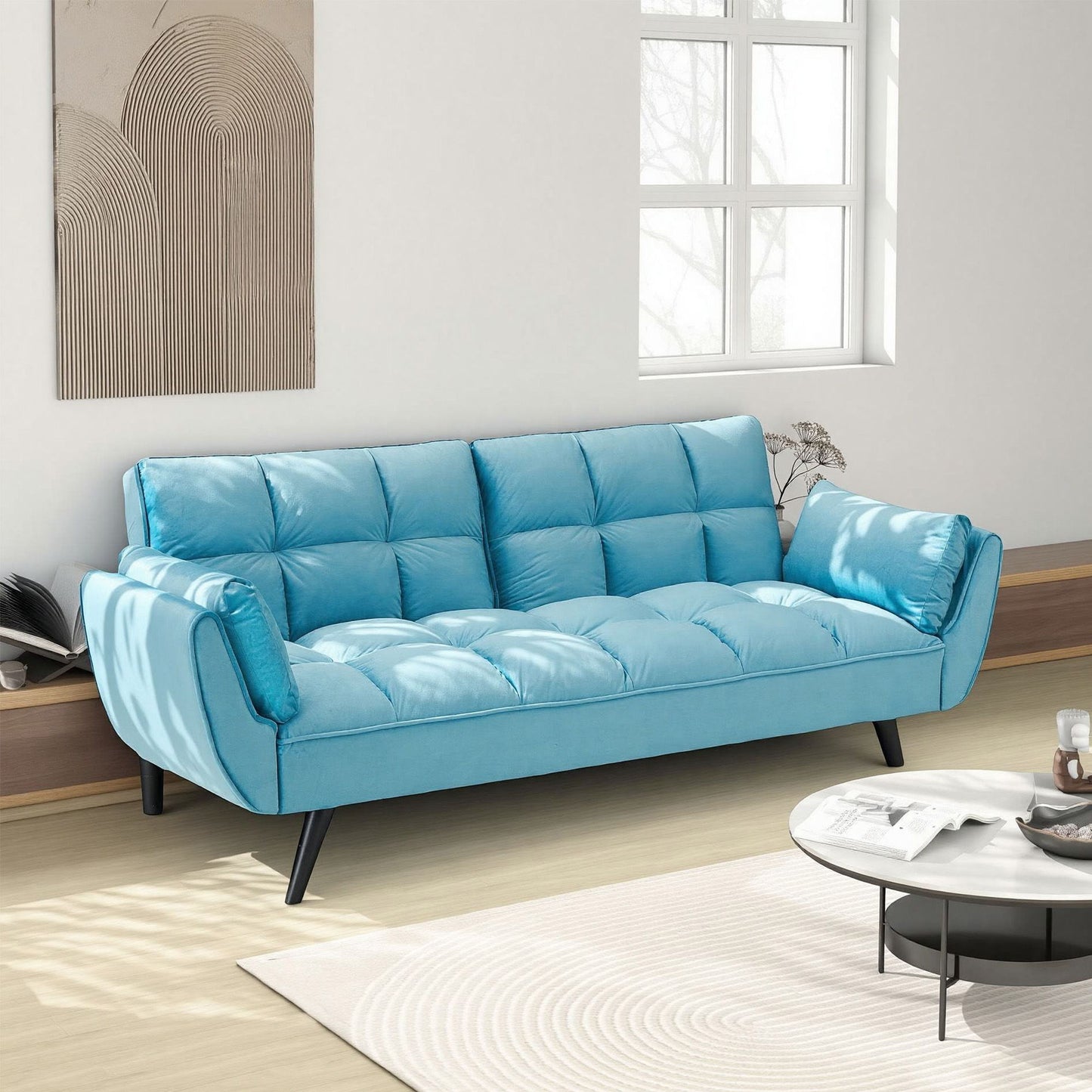 Sofa Soft Two Armrests Throw Pillow Pillow Comfortable Fit Apartment Bedroom Small Space