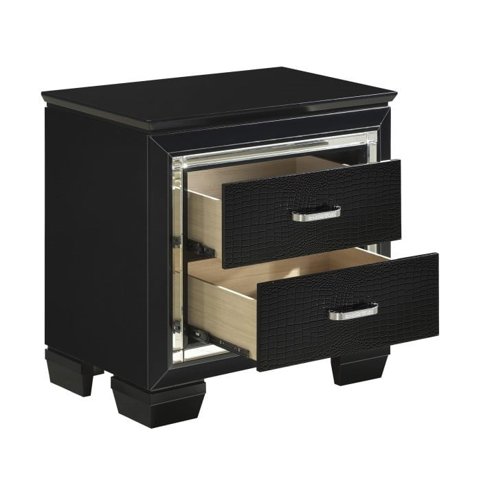 Glam Two Drawer Night Stand with Under-Light