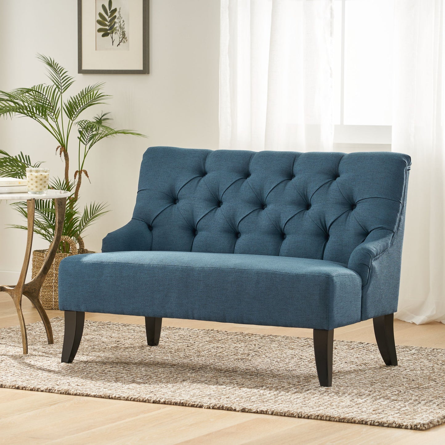 Nicole - French Style Upholstered Loveseat With Tufted Backrest