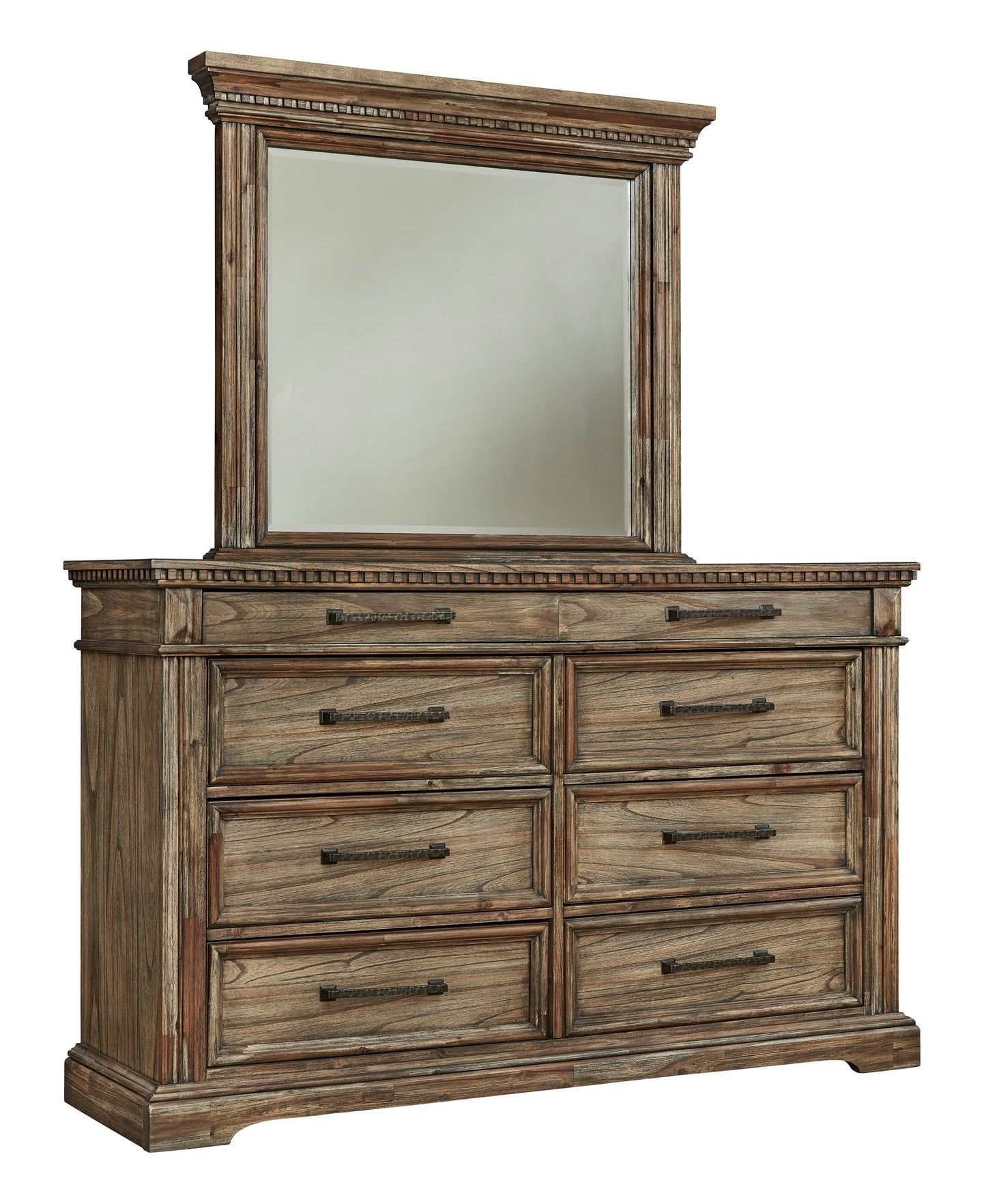 Dresser and Mirror with Dentil Molding