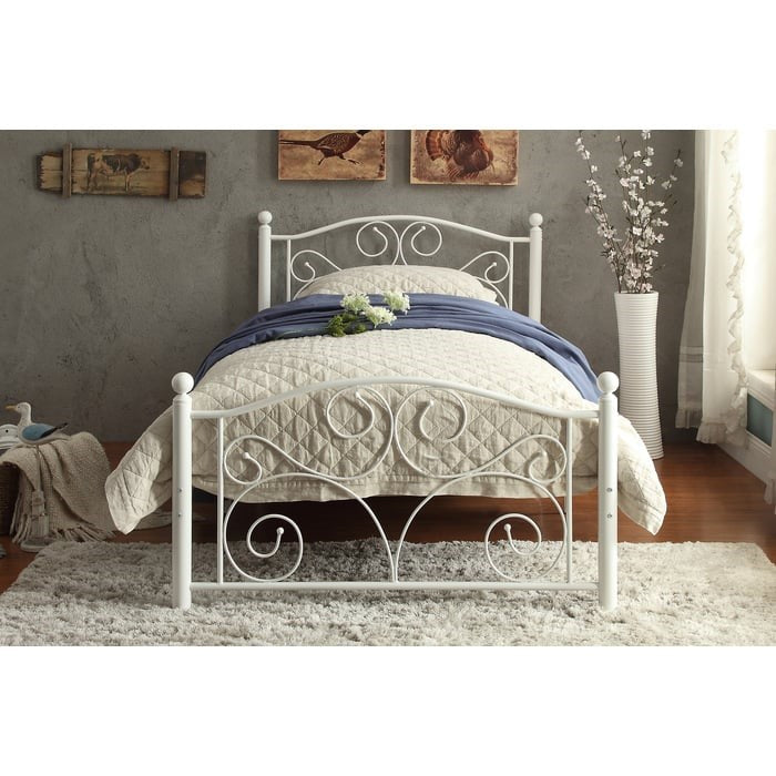 Traditional Twin Arched Bed with Metal Frame