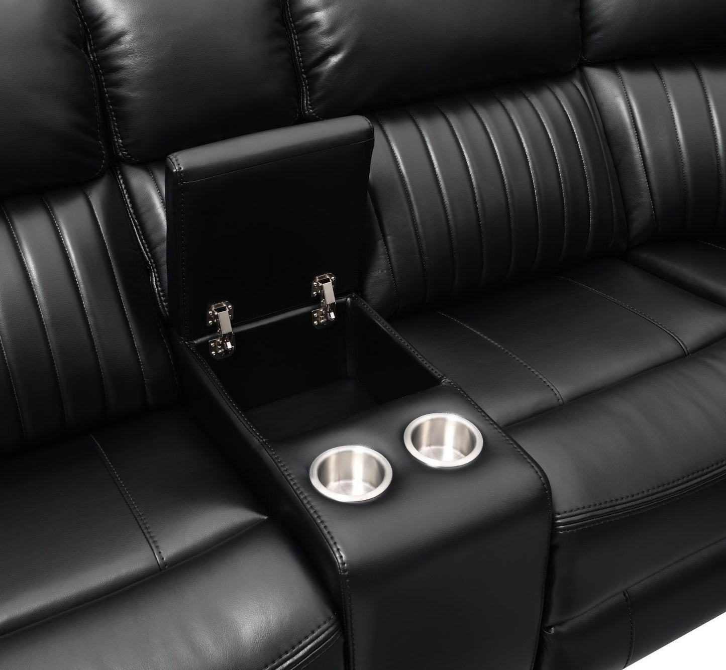 U22 - 3 Piece Power Reclining Sectional With Screen - Black