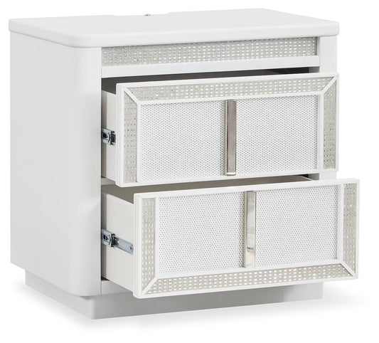 Glam 2-Drawer Nightstand with Built-in LED Lighting