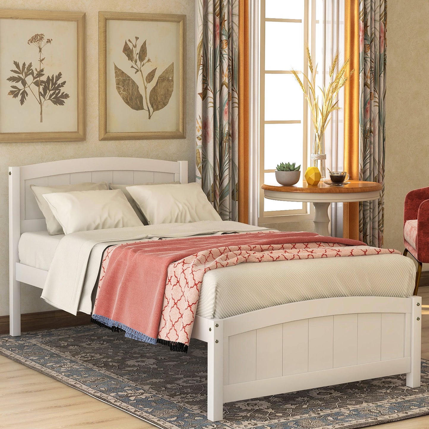 Platform Bed & Headboard, Footboard And Wood Slat Support