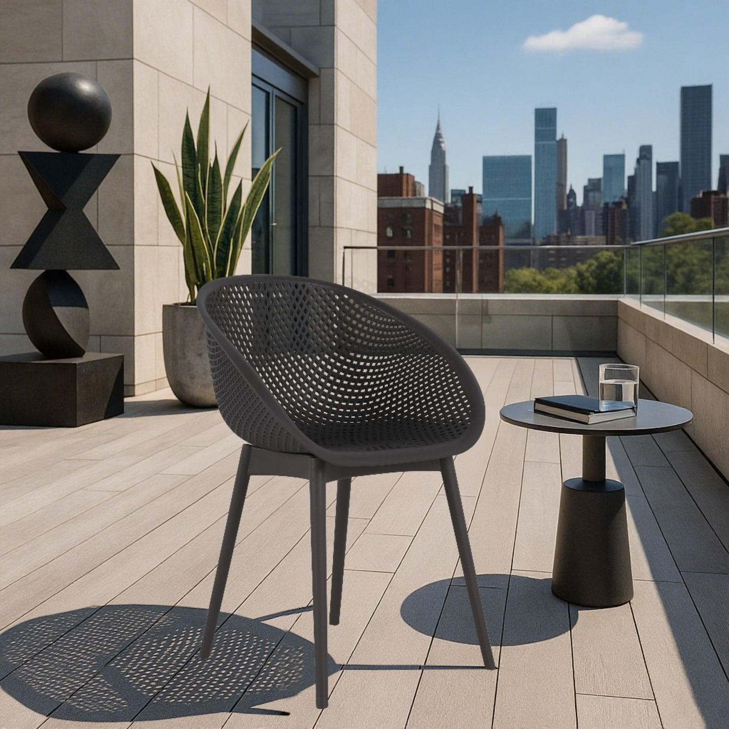 2 Piece Durable Single Chair With Mesh Hollow Out Design