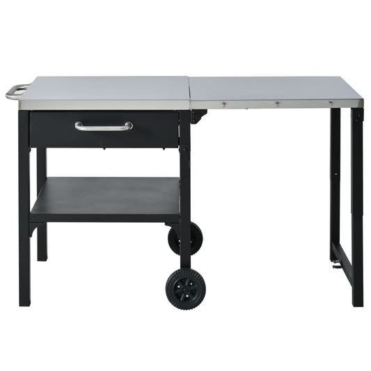 Foldable Outdoor Kitchen Cart With Storage For Patio