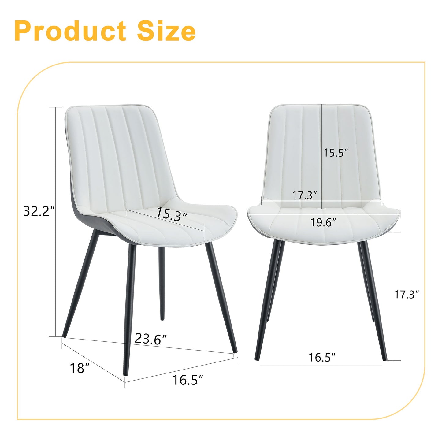 Modern Minimalist Dining Chair Set, Extended Seat Cushion