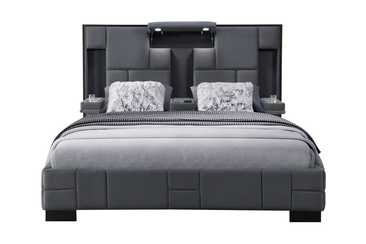 Oscar - King Bed Without Wood Trim - Dark Gray