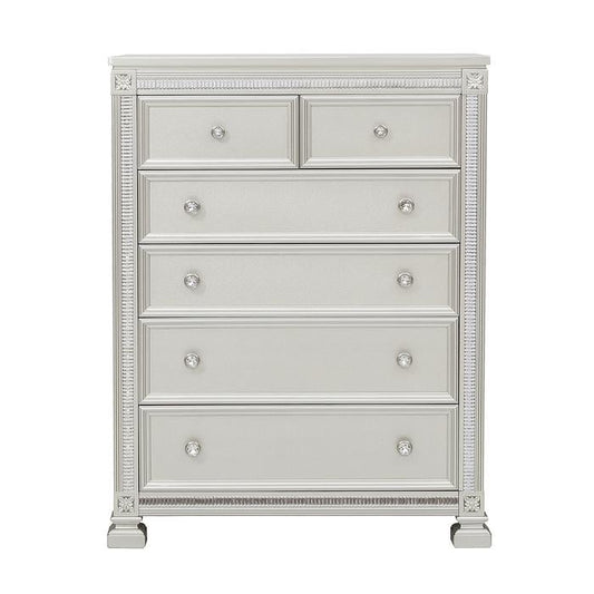 Glam Chest of 6 Drawers with Intricate Inlay