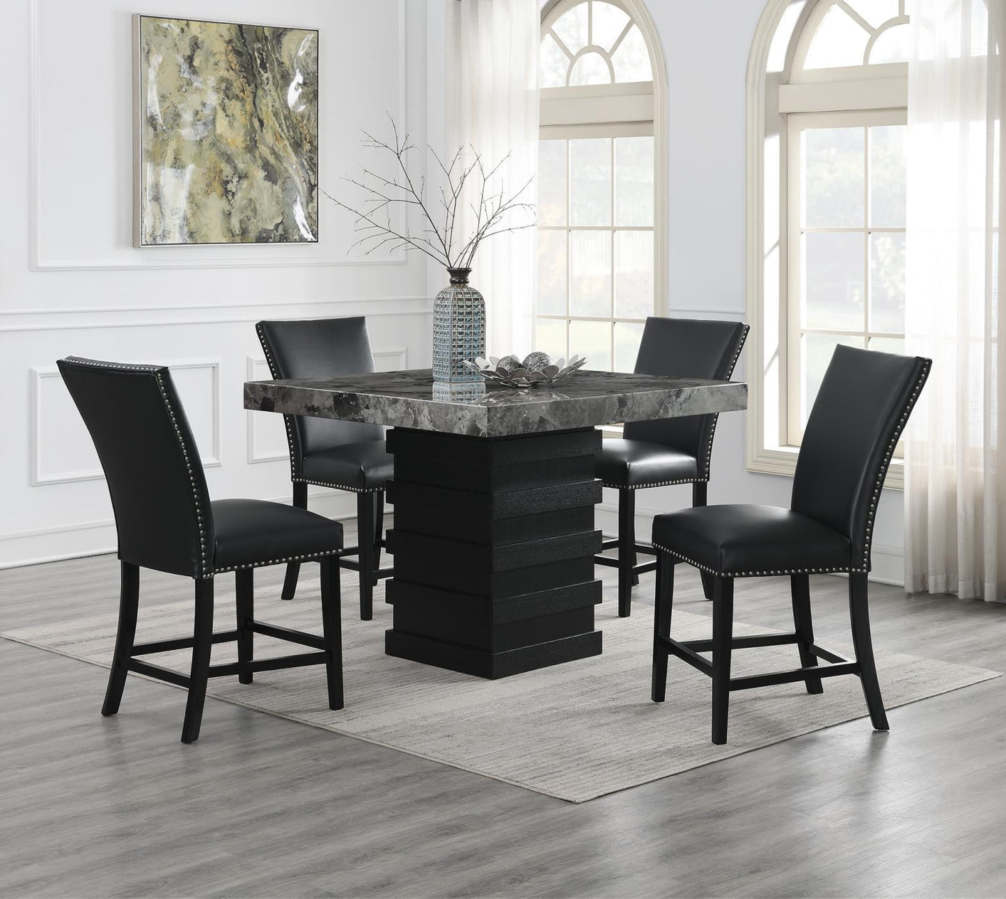 D136 - Dining Room Set With 4 Faux Leather Chairs