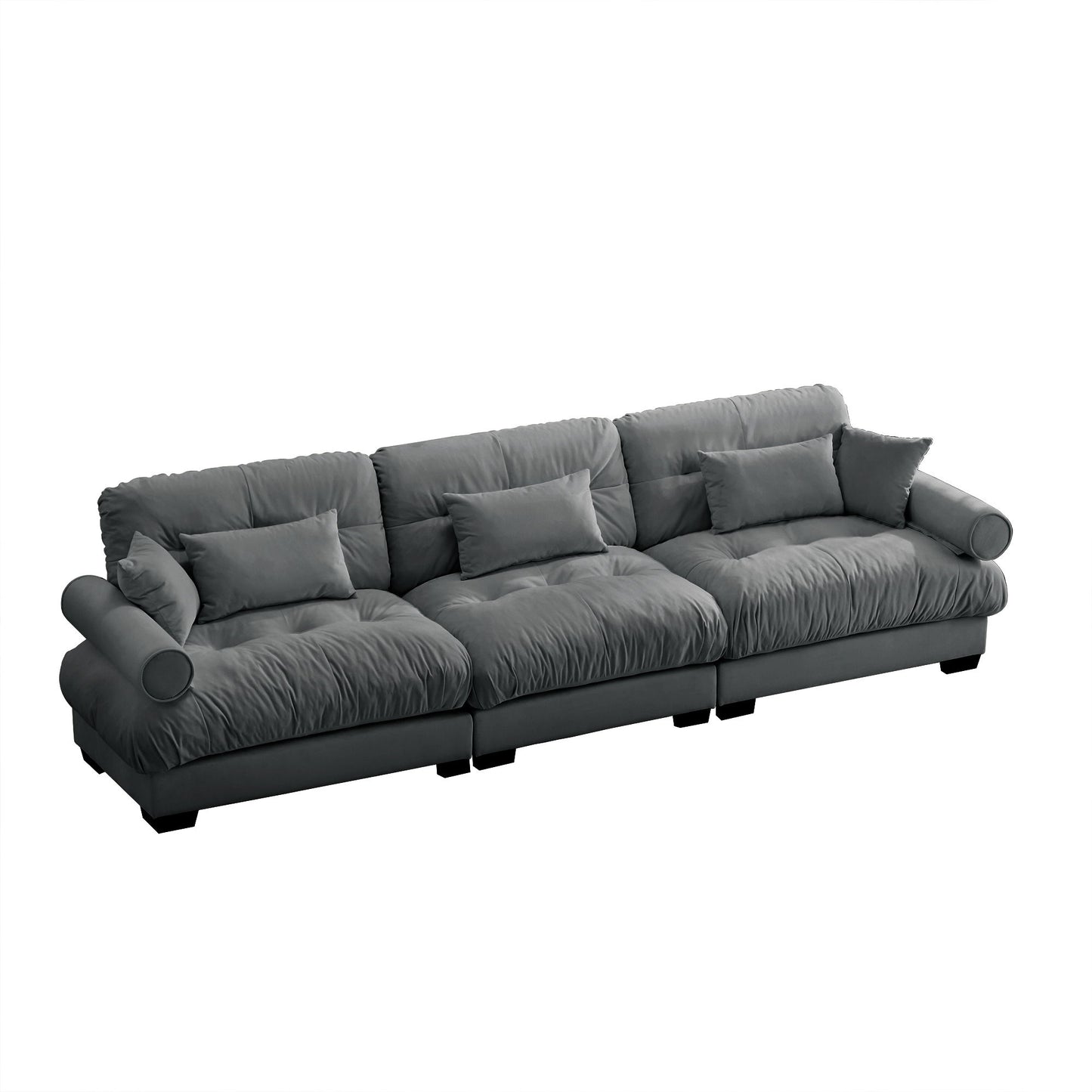 Modern Oversize Sofa With Cloud Like Comfort, Featuring Waist And Throw Pillows