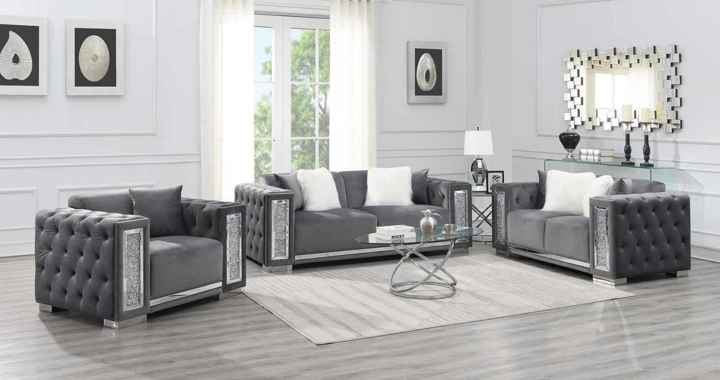 U250 - Velvet Sofa - Gray