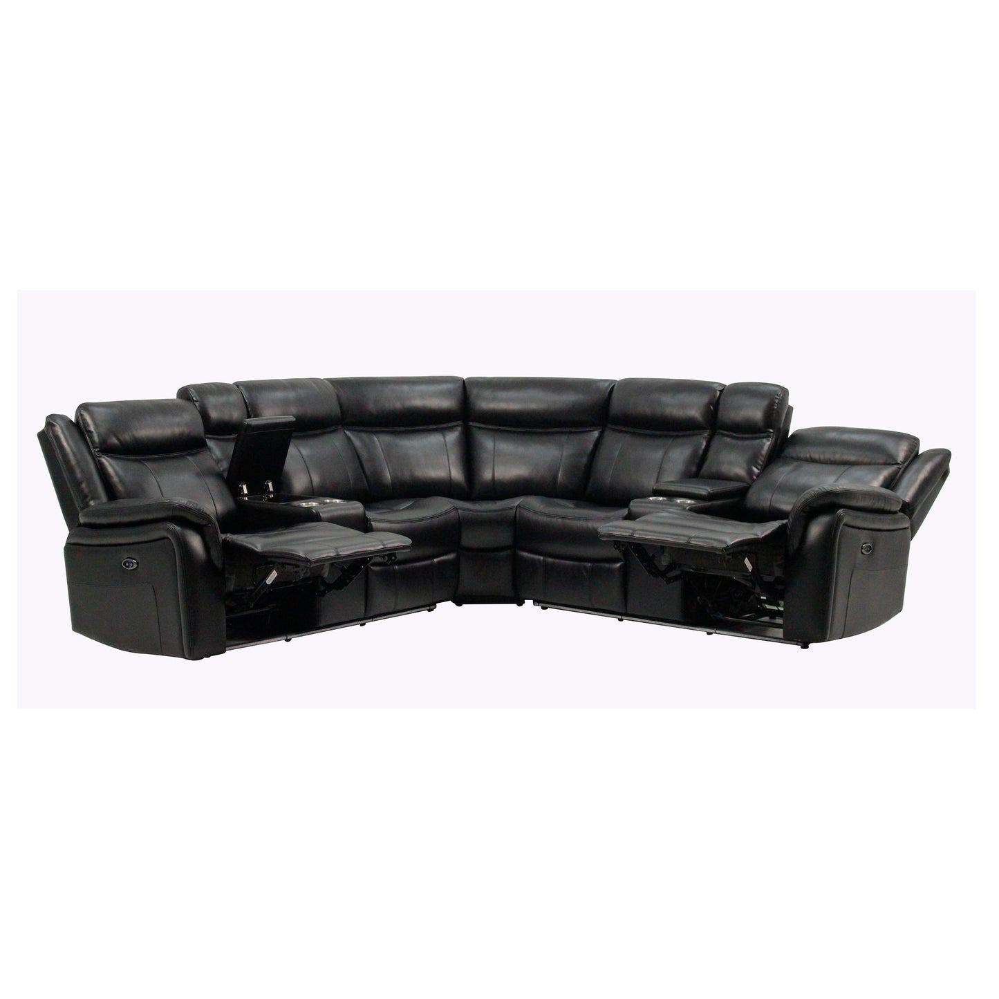 Jupiter - Leather Sectional - Black