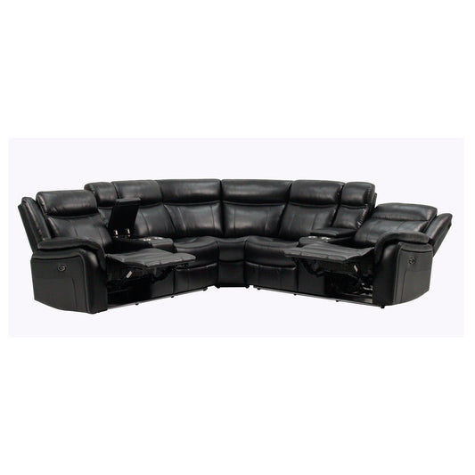 Jupiter - Leather Sectional - Black