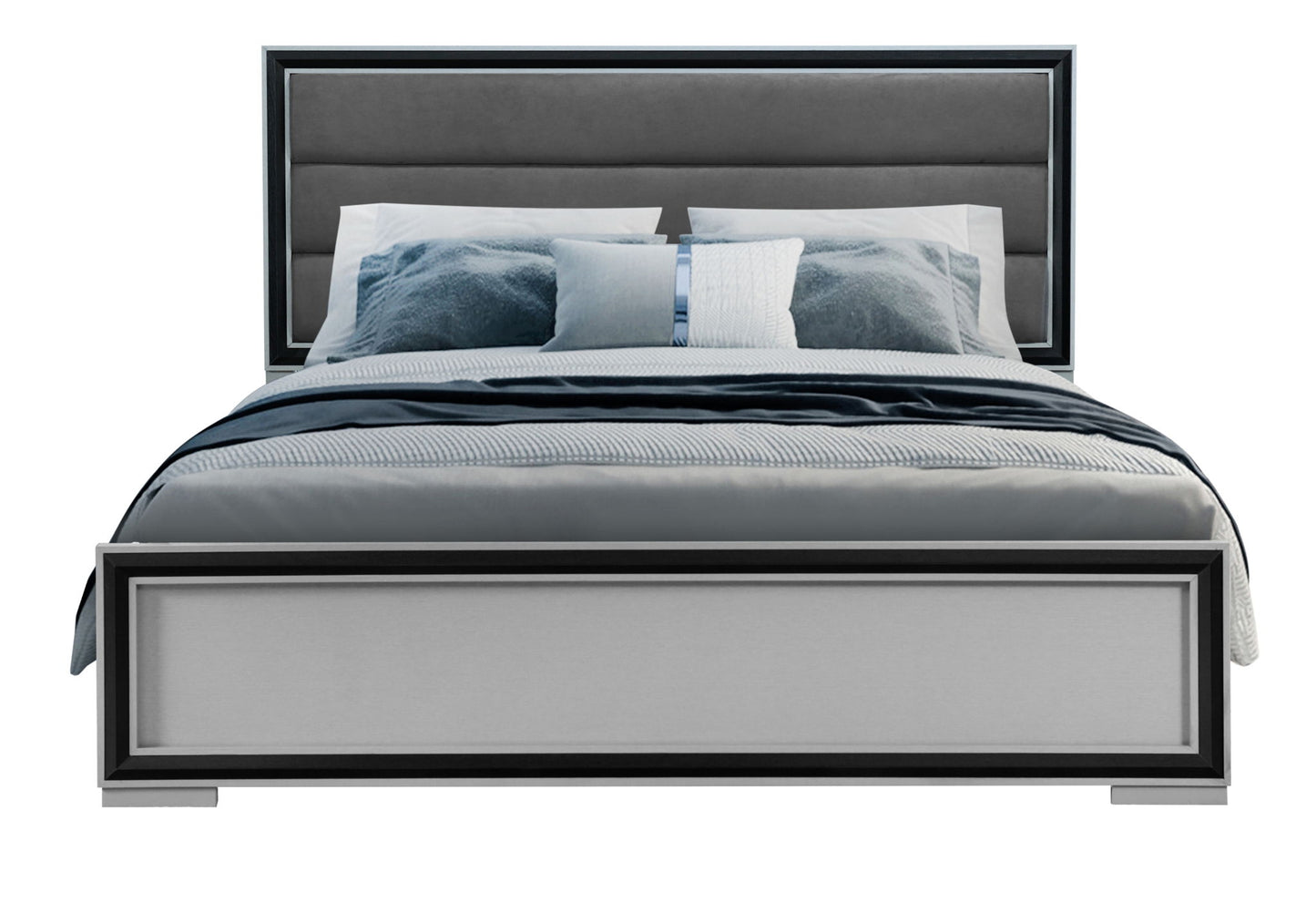 Amelia - Queen Bed With LED - Gray / Black