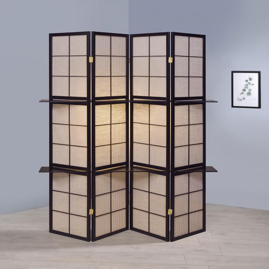 Iggy - 4-Panel Room Divider Folding Shoji Screen - Cappuccino