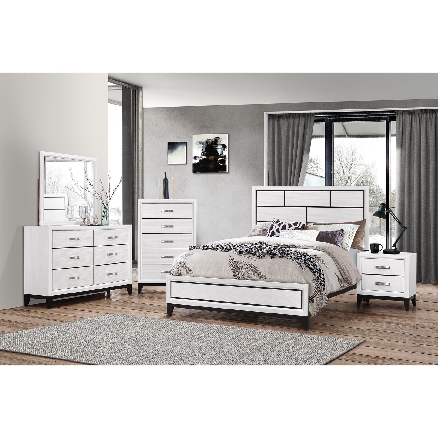 Contemporary Dresser and Mirror Set