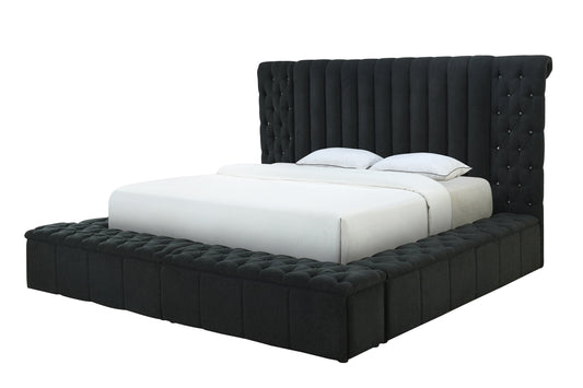 Danbury Contemporary Charcoal Upholstered Storage Bed - Queen