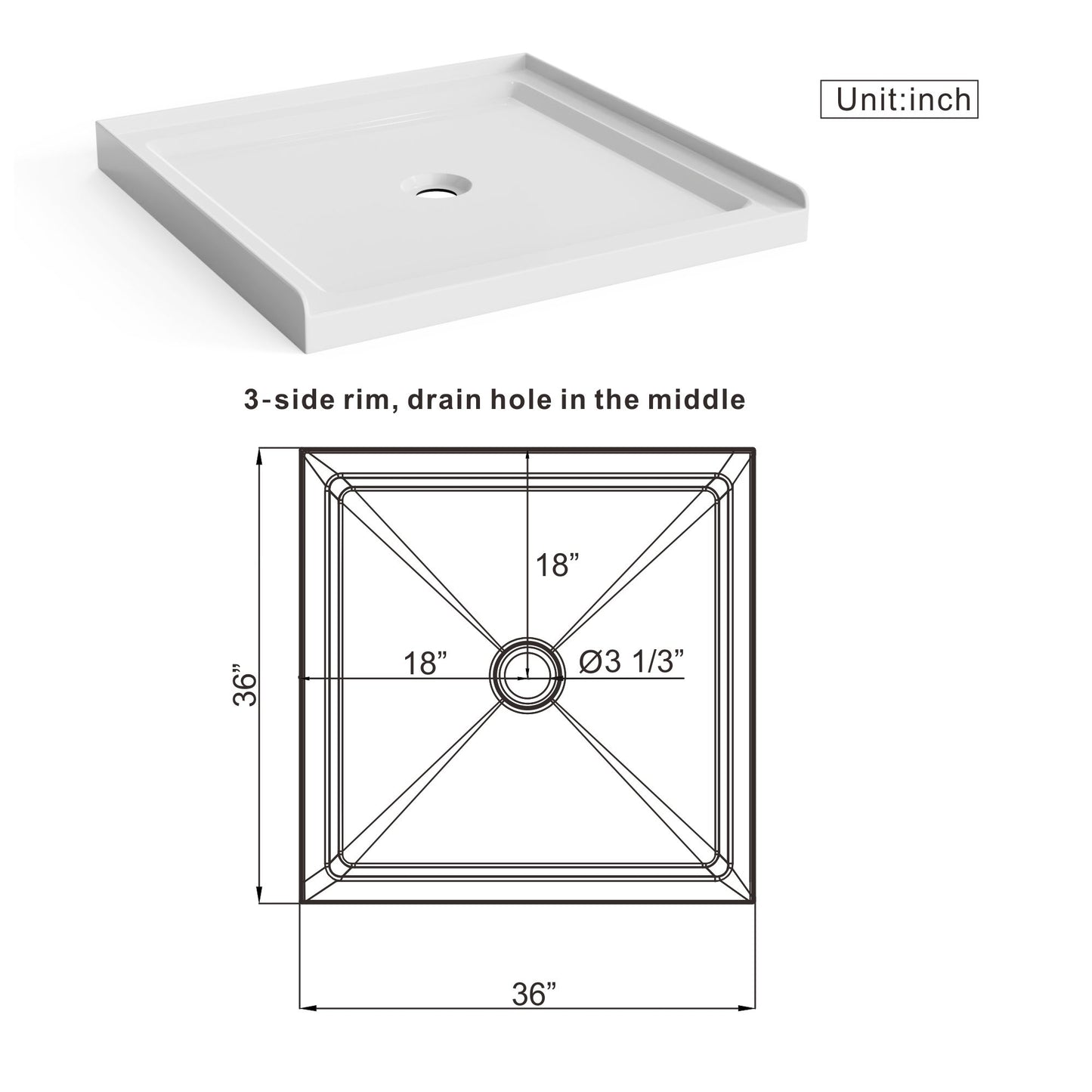 Shower Base With Centered Drain