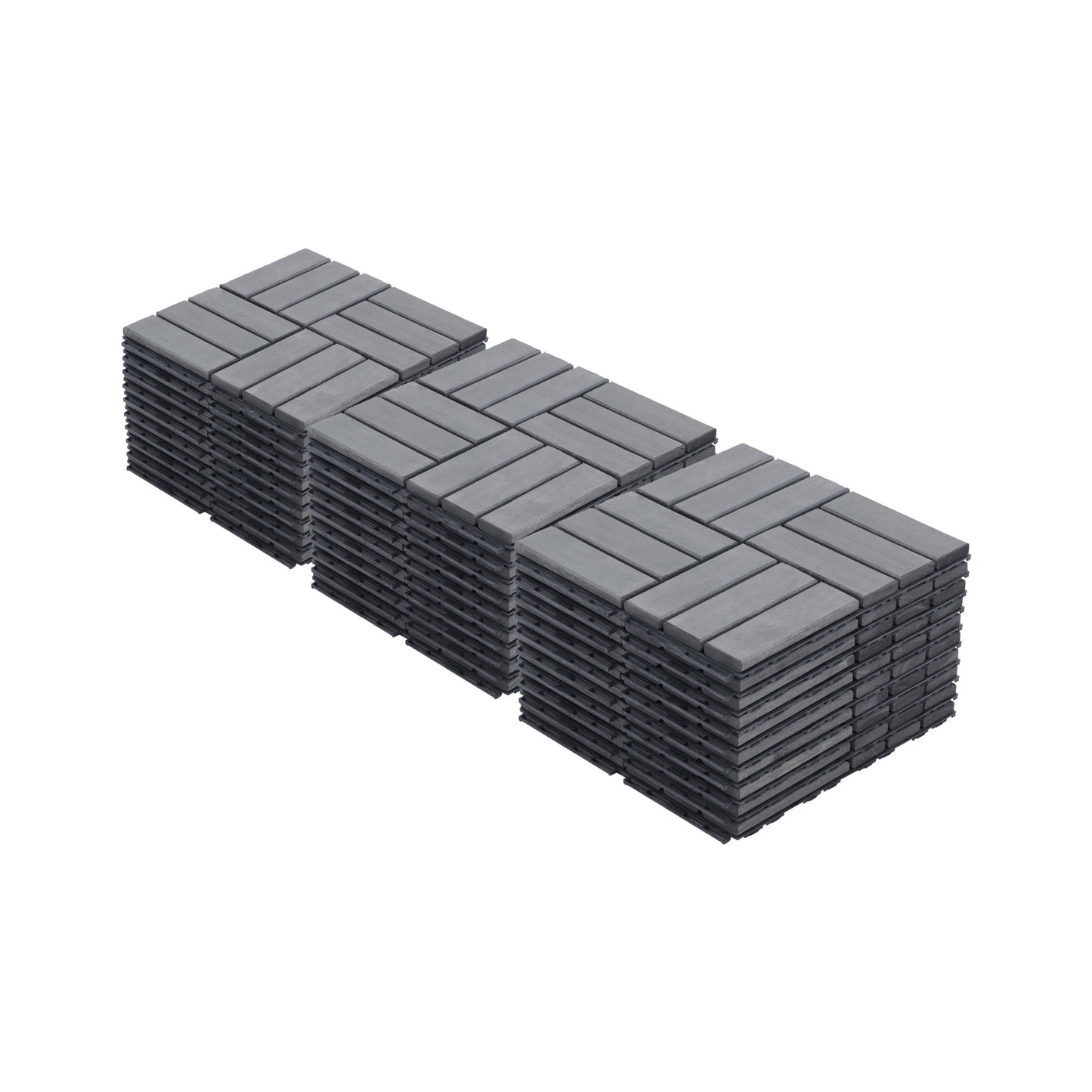 Acacia Wood Interlocking Deck Tiles Checker Pattern For Outdoor Flooring