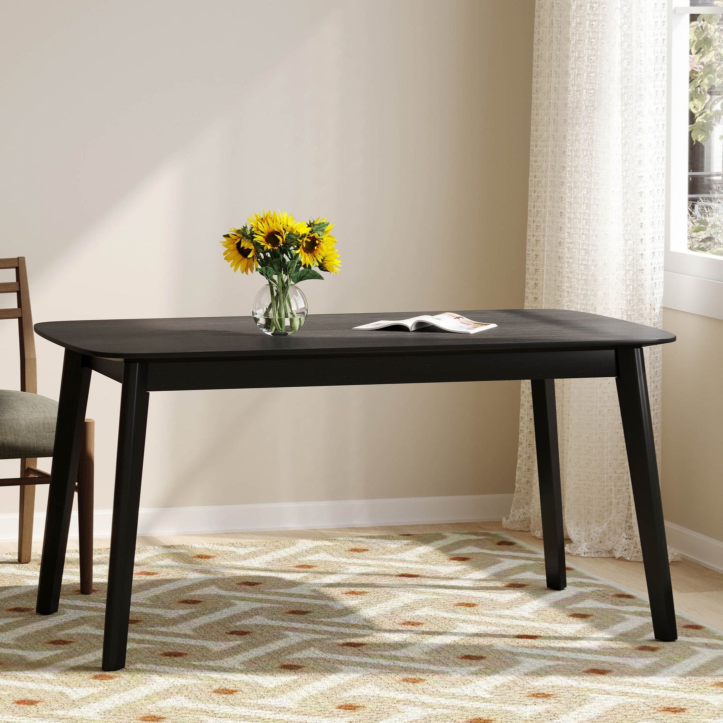 Retro Dining Table With Faux Wood Top