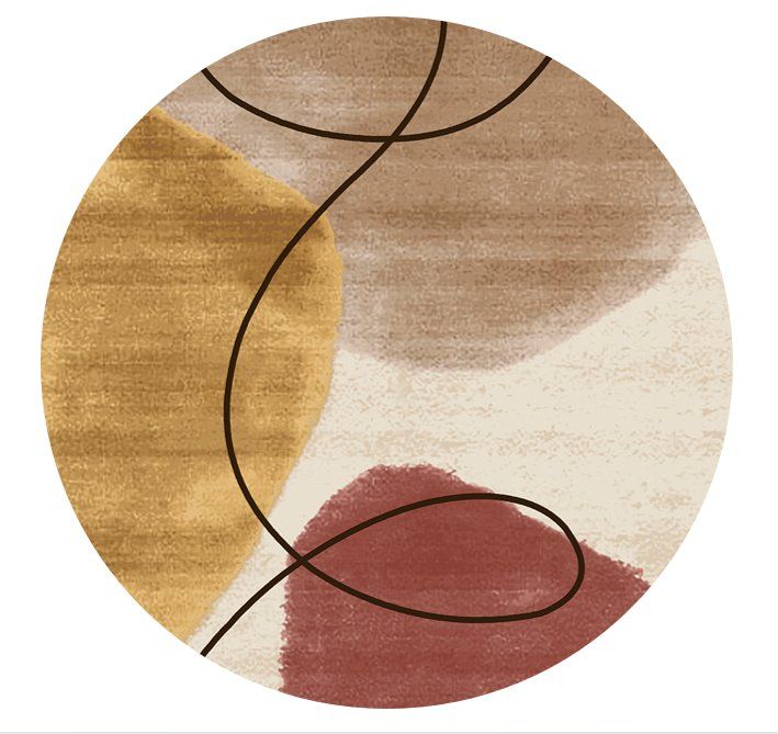 Rabbit - 41" X 41" Washable Non - Slip Round Rug - Ivory / Gold