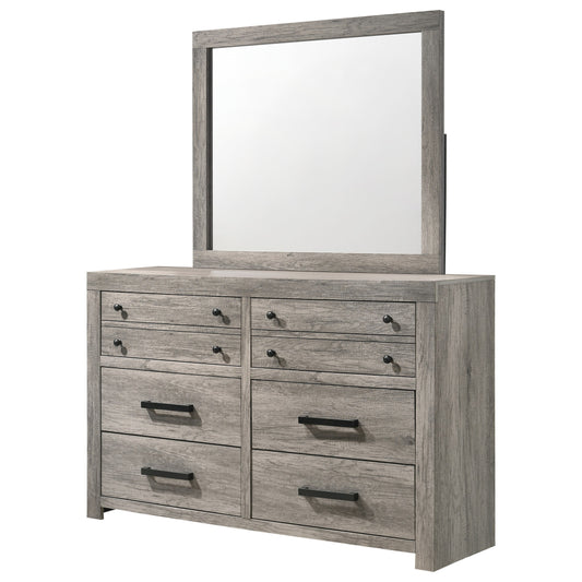 Relaxed Vintage Dresser and Mirror Set with Six Drawers