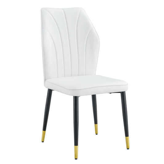4 Modern Dining Chairs With Stylish Patterned Backrest And Metal Legs