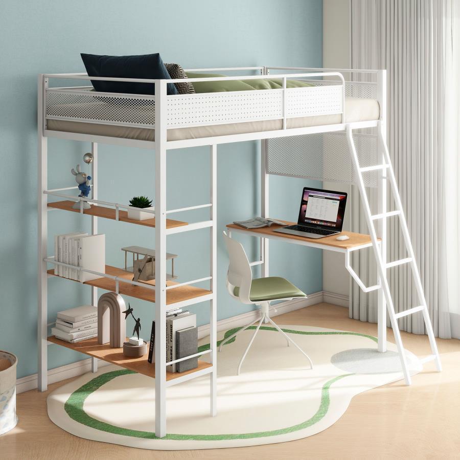 Campus - 3-Shelf Metal Twin Workstation Loft Bed