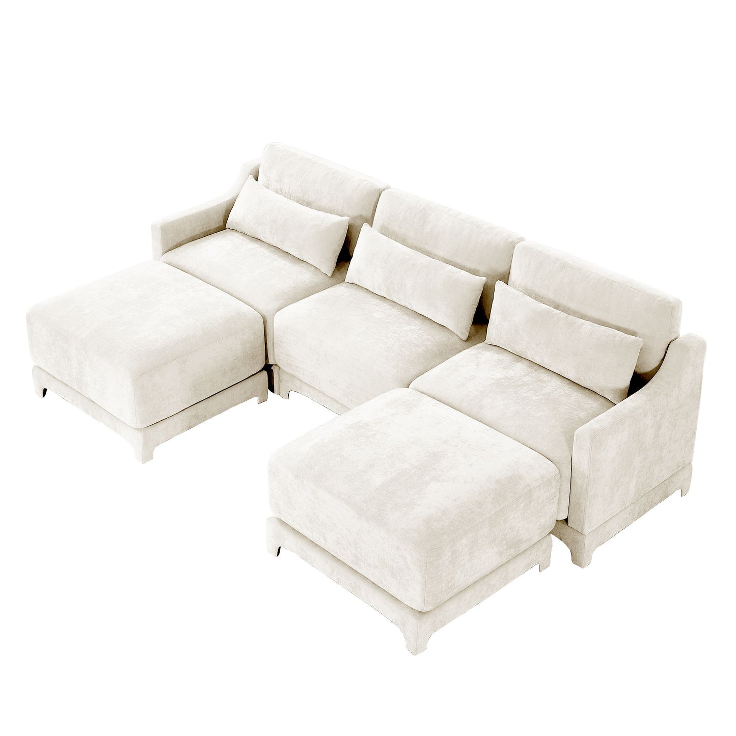 Stylish Sofa With Ottoman And Lumbar Pillows, Ergonomic Design