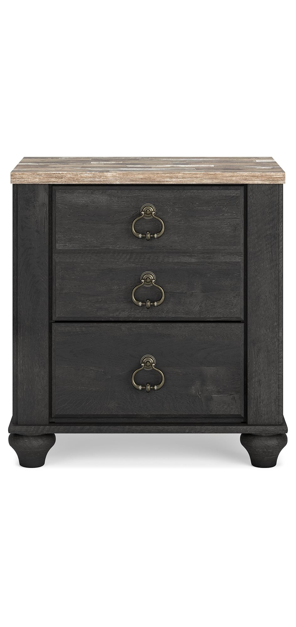 Farmhouse 3-Drawer Nightstand with USB Ports