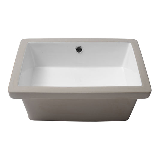 Modern Rectangular Undermount Bathroom Sink With Overflow Ceramic