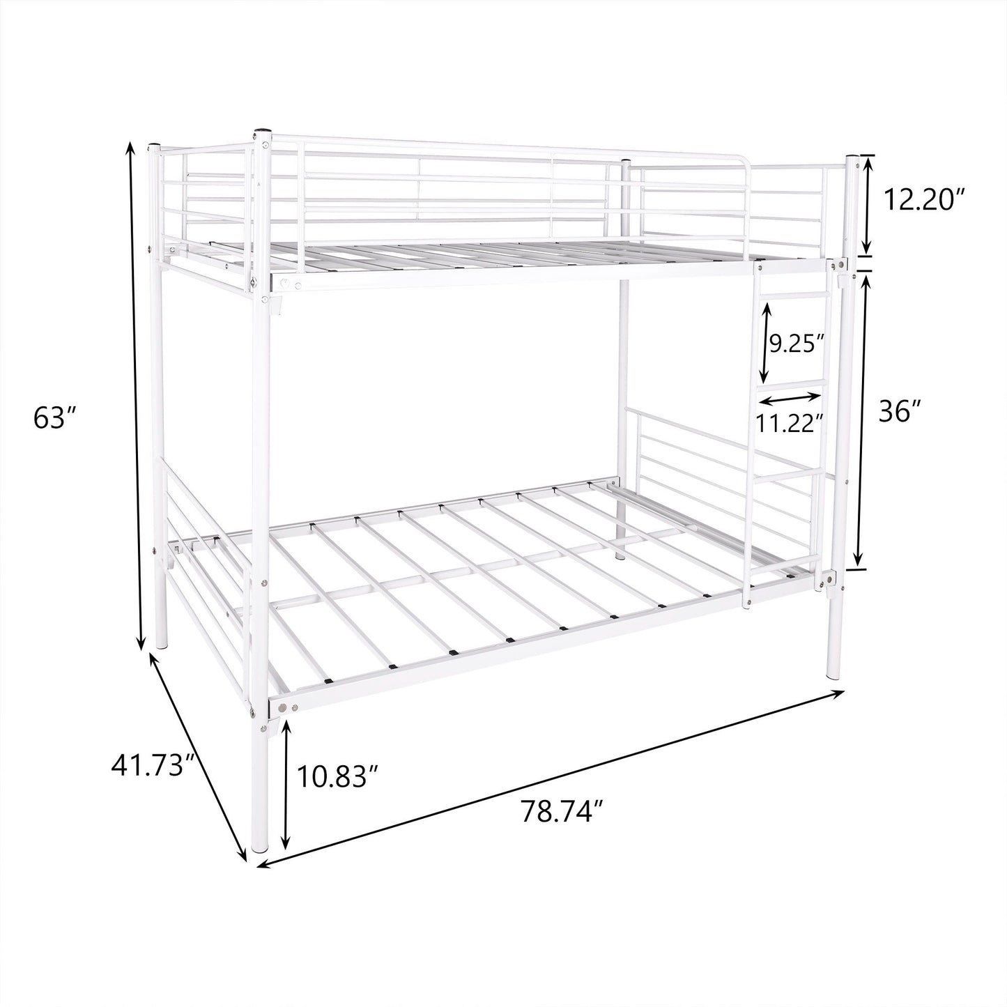 Space Saving Bunk Bed With Metal Frame And Ladder