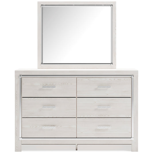 Glam Dresser & Bedroom Mirror with Chrome Finish Accents