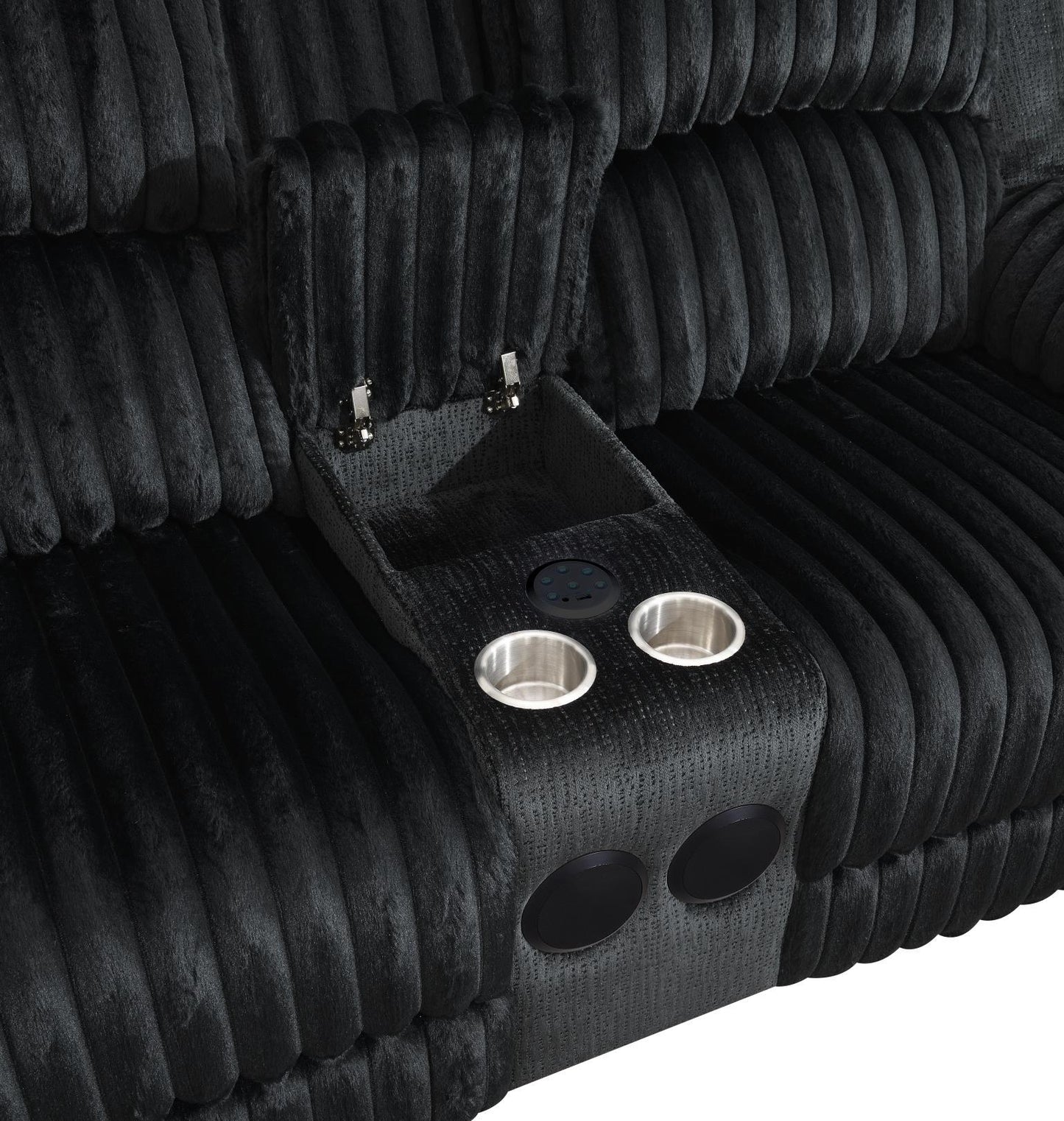 U161 - Corduroy Power LED Reclining Chair - Black