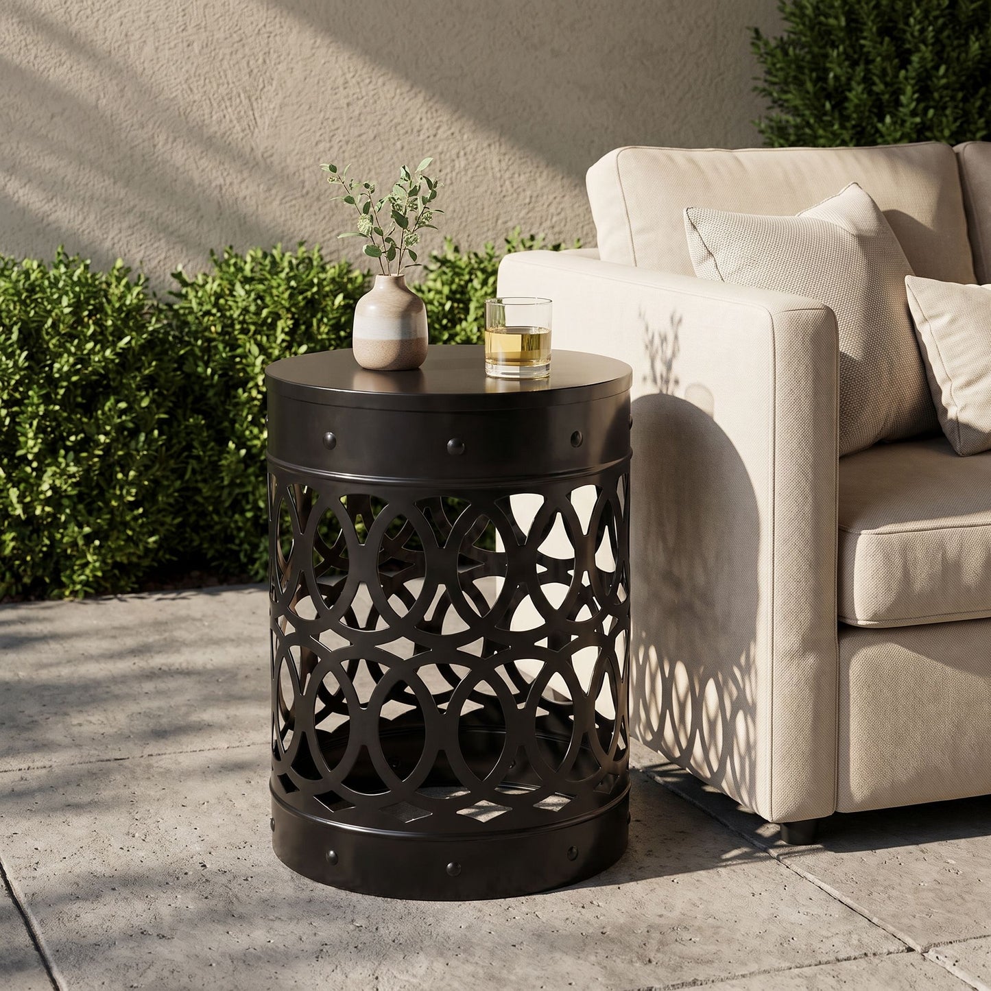 Outdoor Metal Large End Table, Modern Design