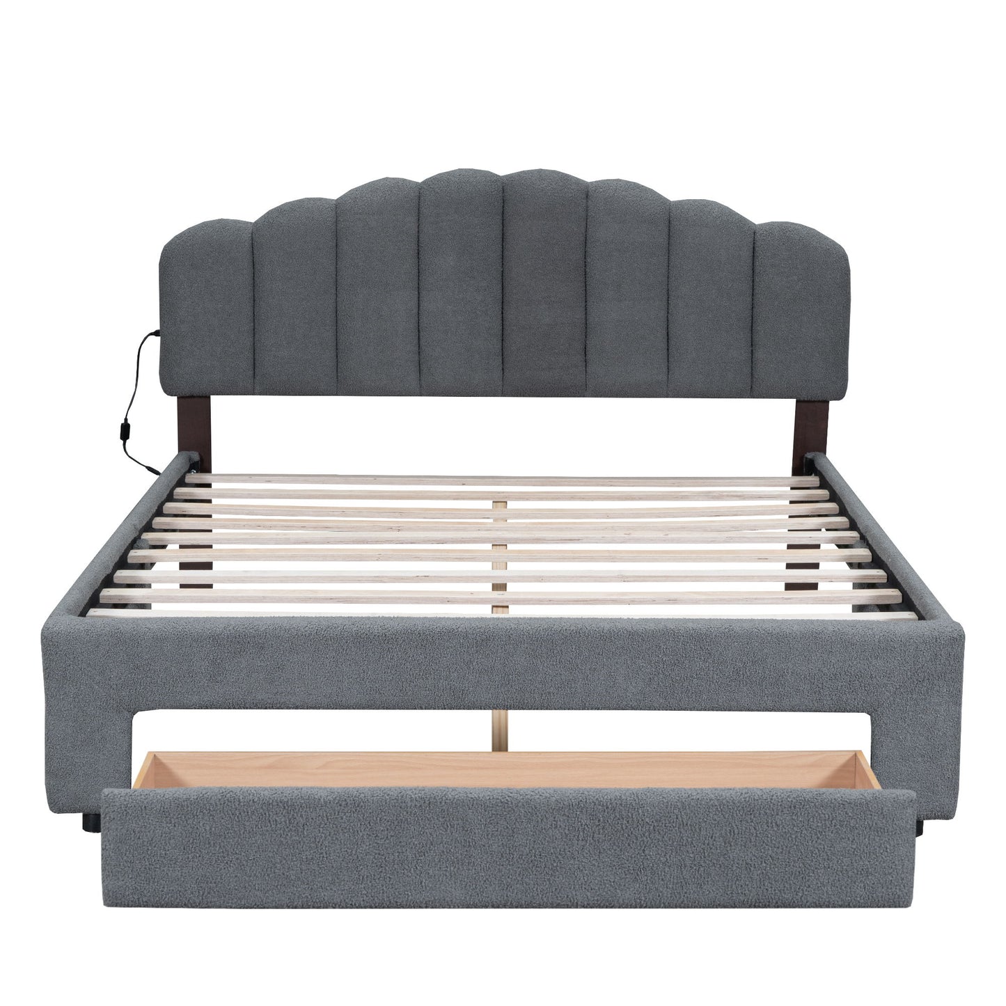 Upholstered Platform Bed With Drawer