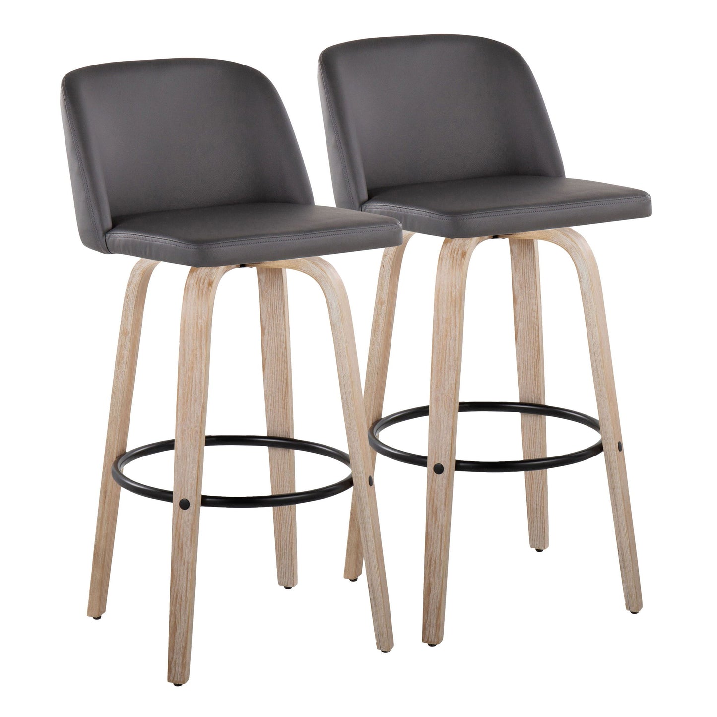 Toriano - Fixed Height Contemporary Barstool With Swivel With Round Footrest (Set of 2)