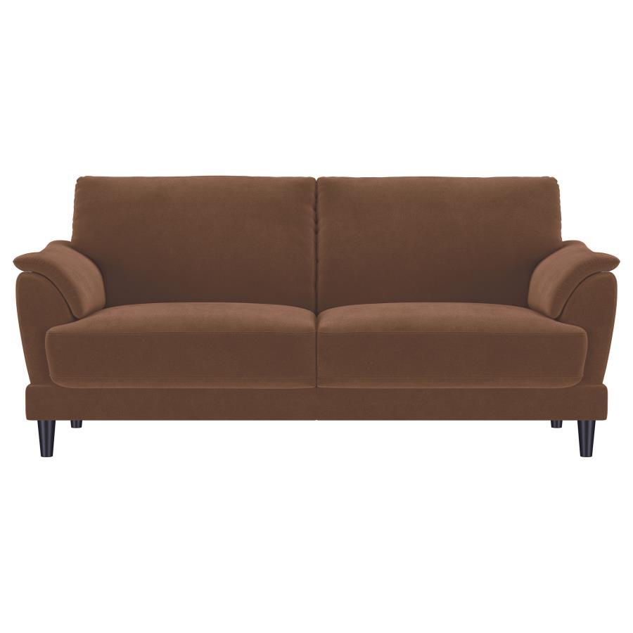 Selma - Velvet Upholstered Crescent Arm Sofa - Rust
