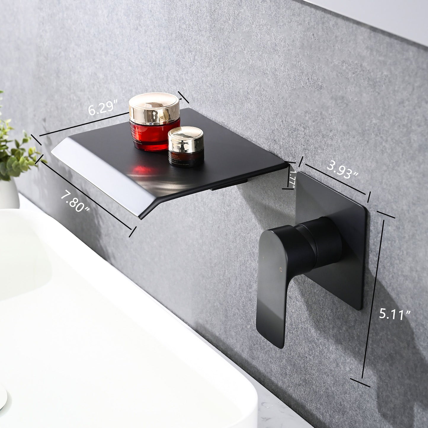 Wall Mount Bathtub Faucet With Waterfall Tub Spout And Single Handle Stainless Steel