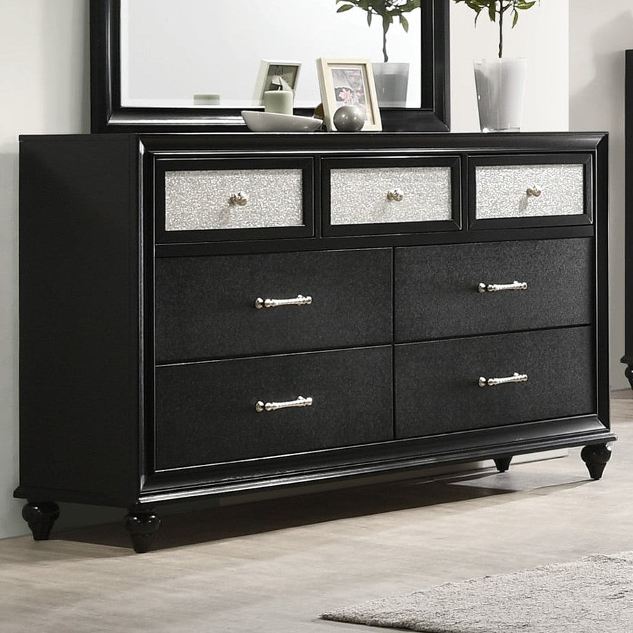 Lila Glam 7-Drawer Dresser - Black